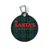 Santa's Favorite Tartan Plaid Dog Tag, Pet Tag