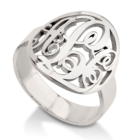 Sterling Silver Cutout Monogram Ring