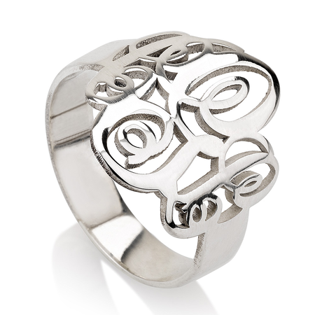 Sterling Silver Interlocking Monogram Ring