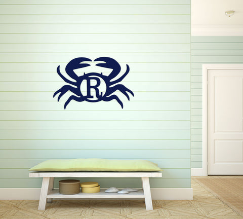 Monogrammed Wood Home Decor- Crab Design